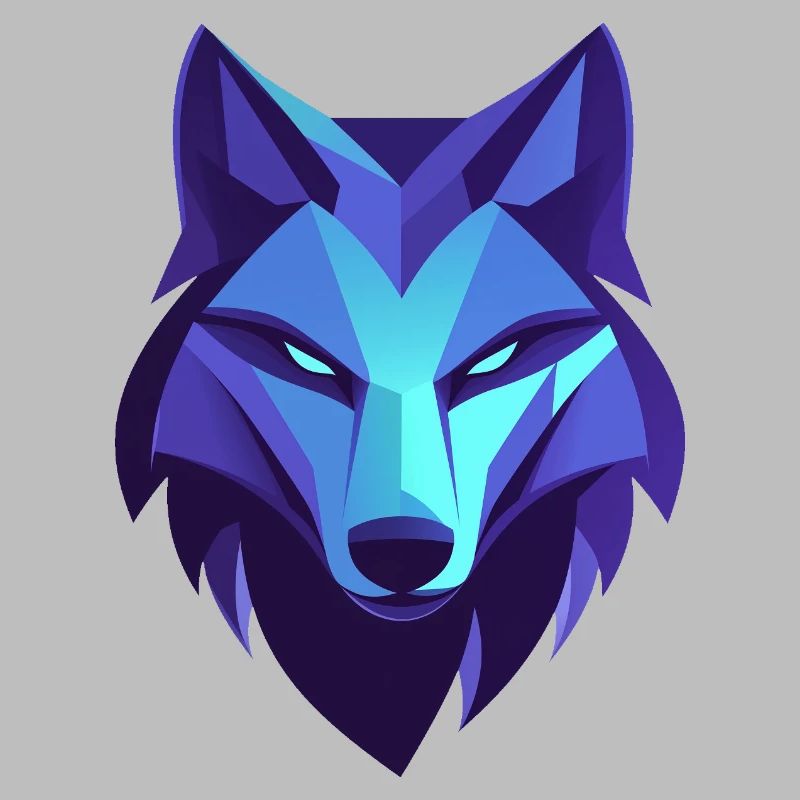 Geometric Calm Wolf Logo, Wolf Emblem
