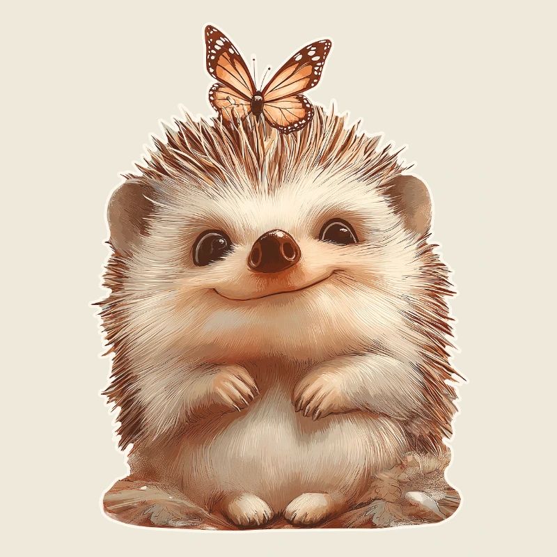 Hérisson avec papillon