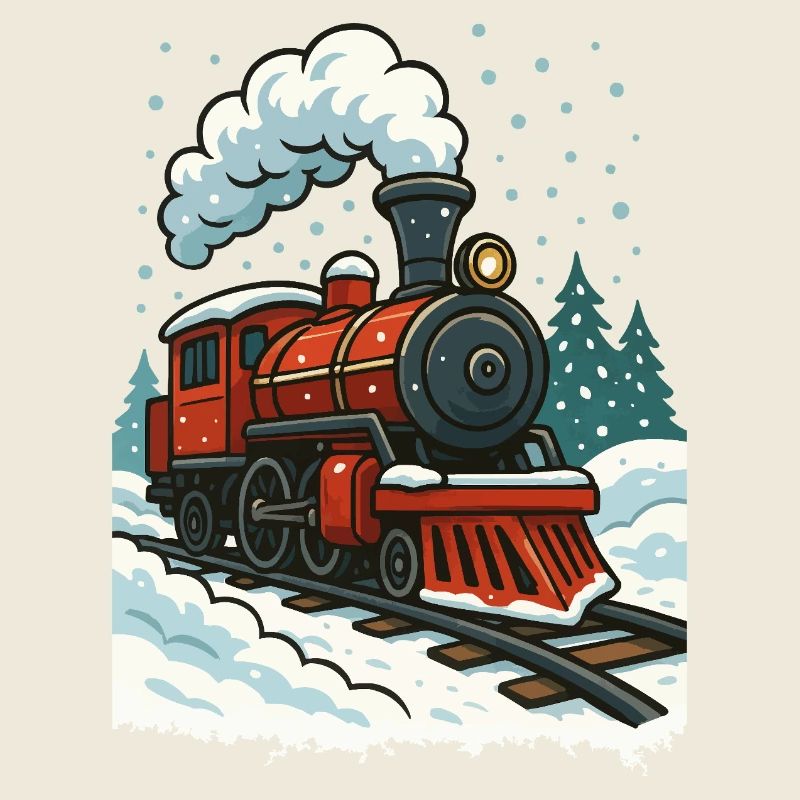 Winterliche Dampflok Comic