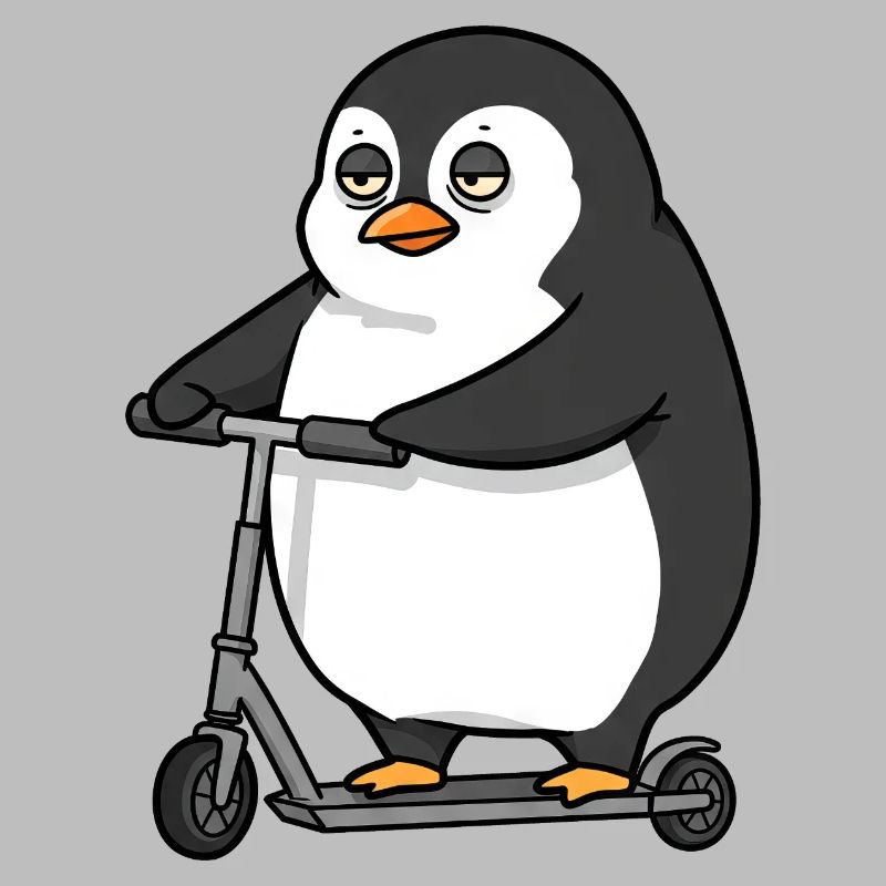 Funny Penguin Scooter Scooter Chubby Fun