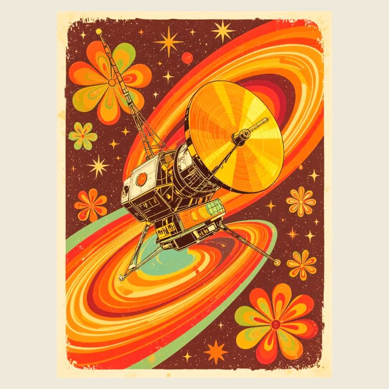 Psychedelic Space Probe in Retro Universe