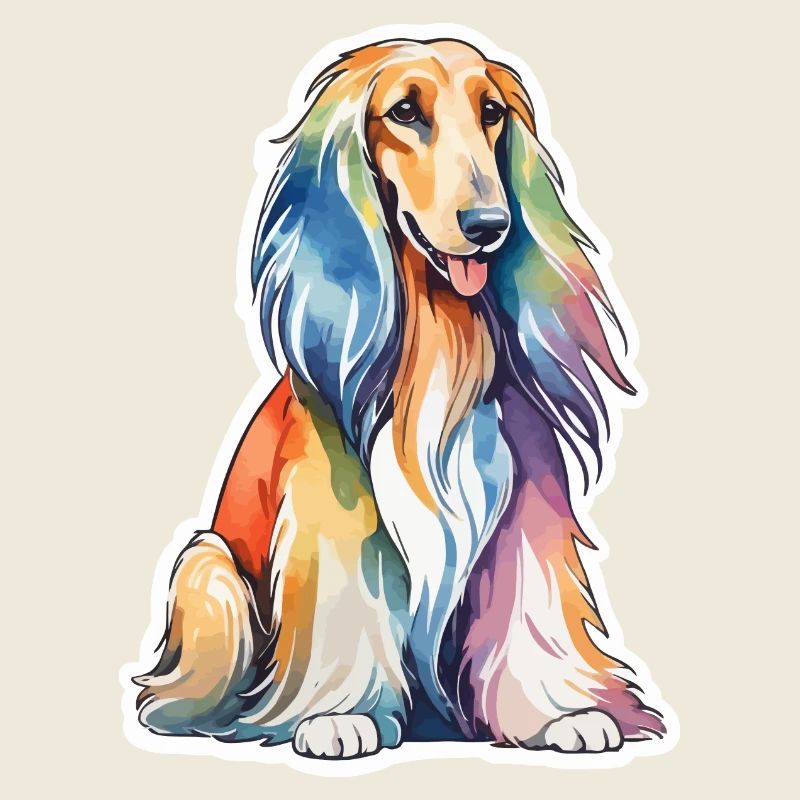 Lévrier afghan aquarelle