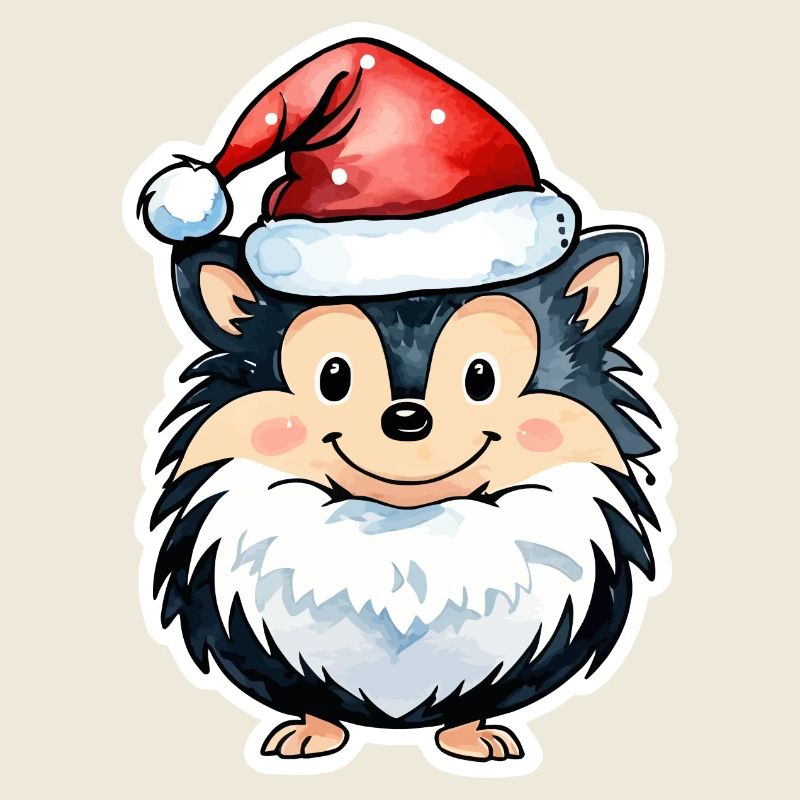 Hedgehog Christmas Drawing