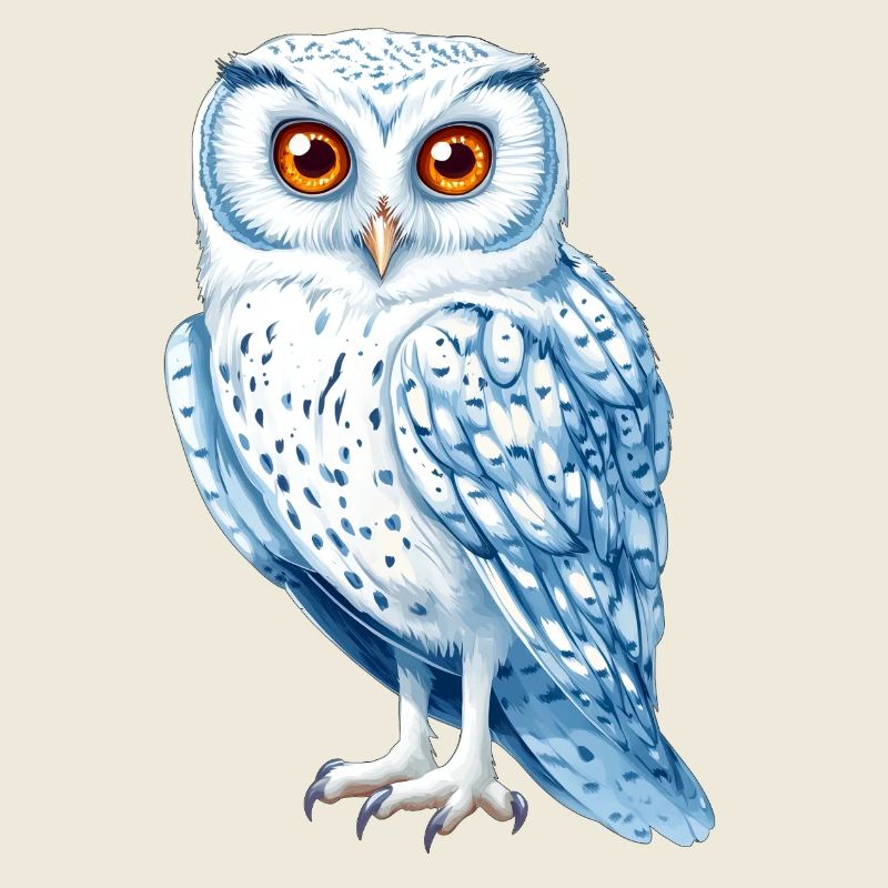 Snow White Blue Owl Drawing