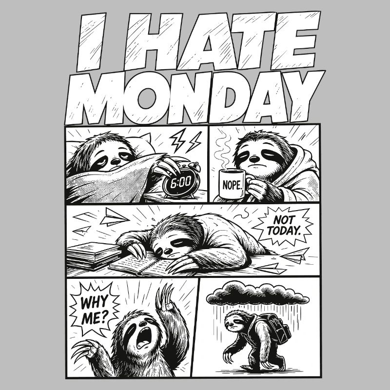 Je déteste Monday Sloth Comic