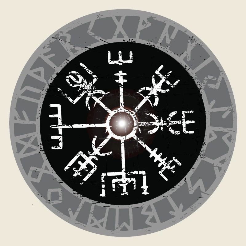 Weißer Wikinger Kompass Valhalla Vegvisir
