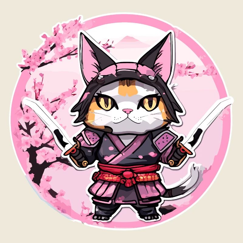 Samurai Katze & Kirschblüten #1