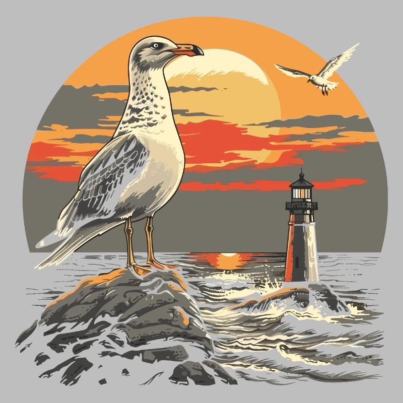 Möwe Seevogel Leuchtturm Sunset