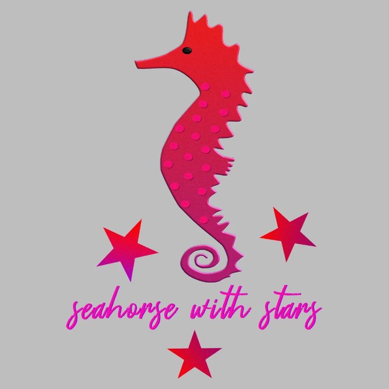 rotes Seepferdchen mit Sternchen pink