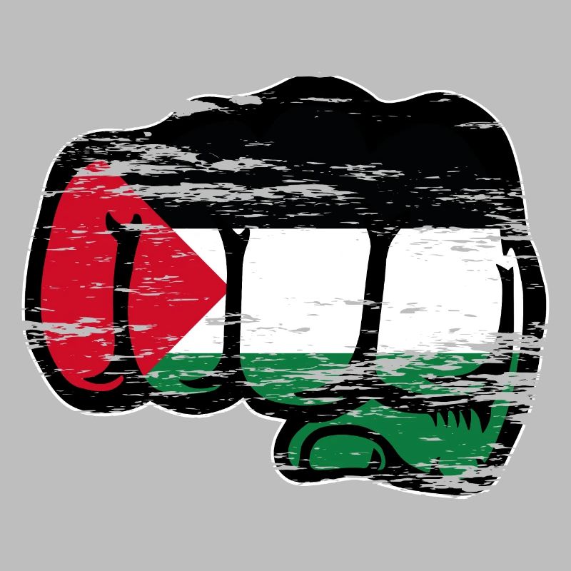 Drapeau de la Palestine poing à la main utilisé