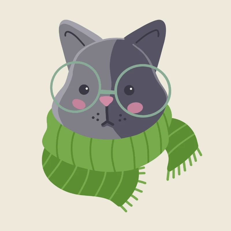 Écharpe grise mignonne de chat de chat dessiné à la main