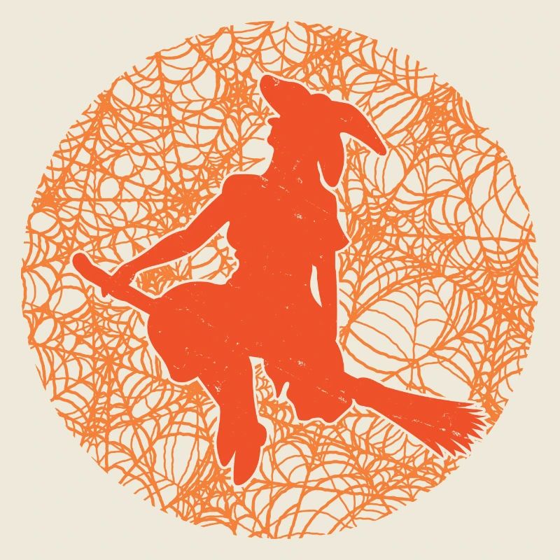 Spooky Spider Web Witchcraft Broomstick Halloween