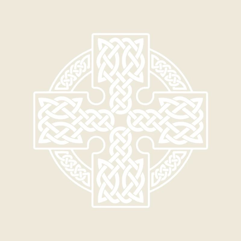 White braided circular Celtic cross