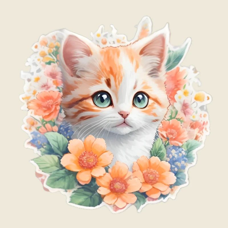 Bébé chat en fleurs