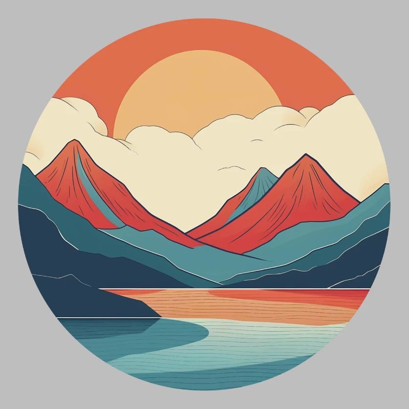 Montagnes avec coucher de soleil