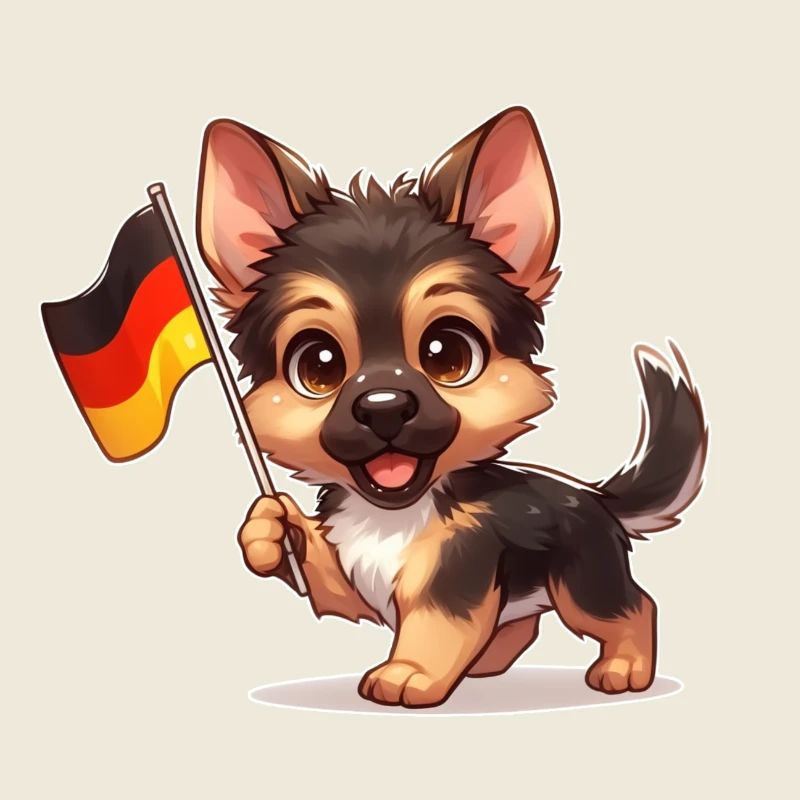 Cute German Shepherd with Germany Flag