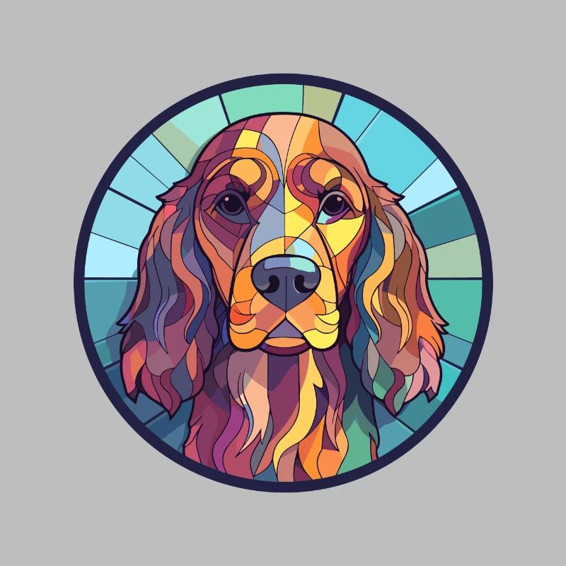 Cocker anglais Spaniel chien vitrail coloré