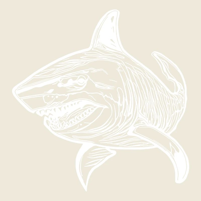 Large vintage oceanic shark with sharp teeth