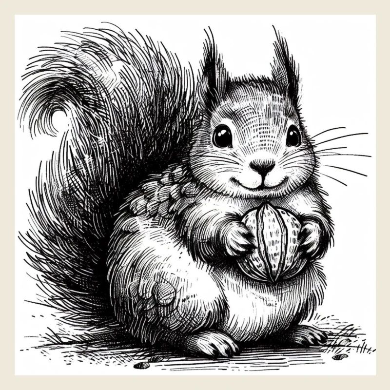 Eichhörnchen mit Nuss