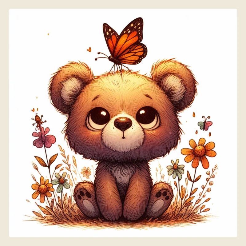 Bear with butterfly