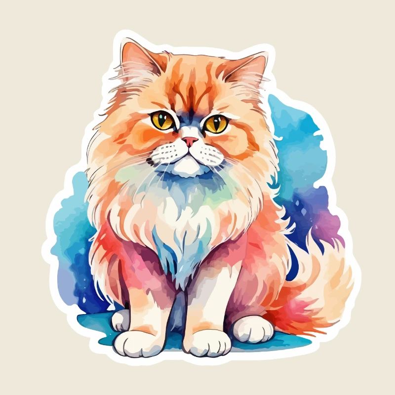 Aquarelles de chat persan
