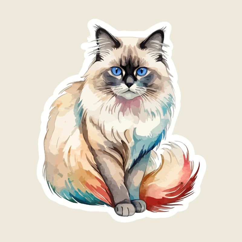 Birman Cat Watercolors