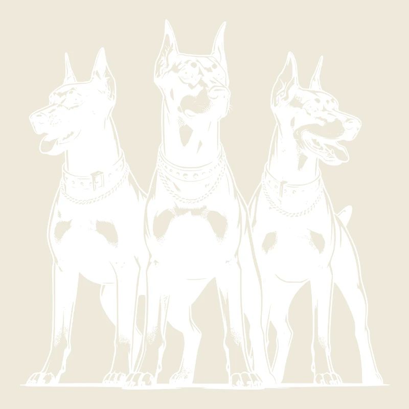 Drei elegante wachsame Dobermänner Hunde