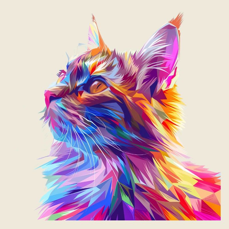 Polygone chat style bande dessinée