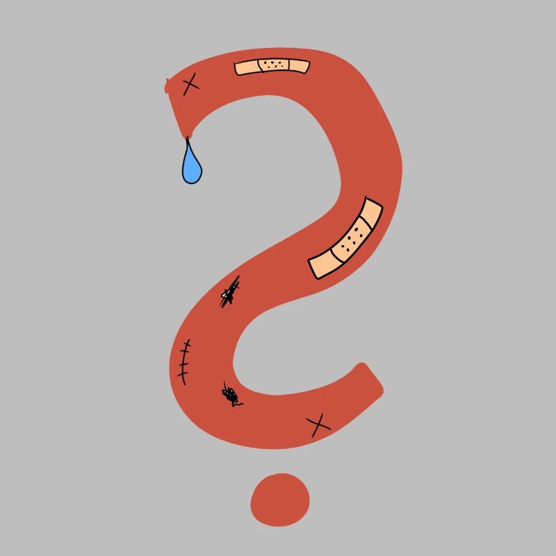 Question mark scars sad plaster