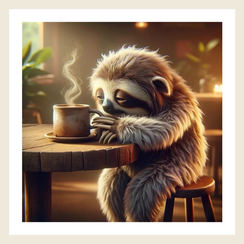 Faultier Morgenkaffee