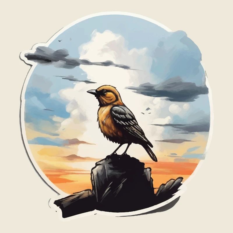 Landschaft Gemälde mit Vogel