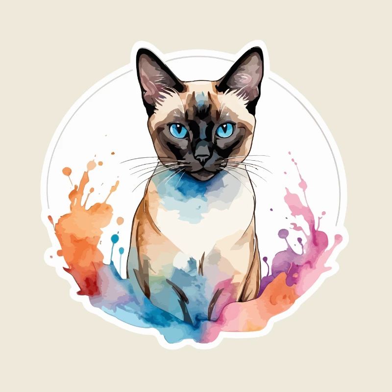 Siamkatze Wasserfarben