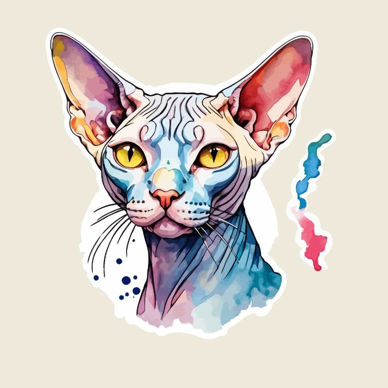 Sphynx Katze Wasserfarben