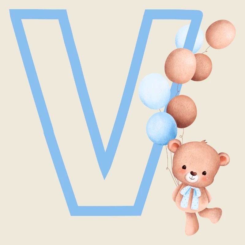 Blauer Buchstabe V Bär