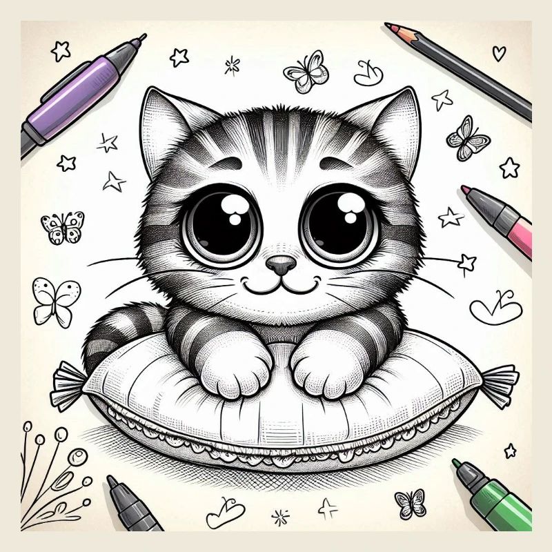 Dessin de chat mignon
