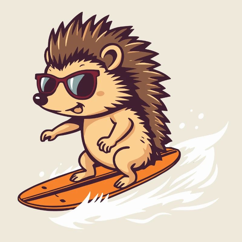 Surfender Igel mit Sonnenbrille