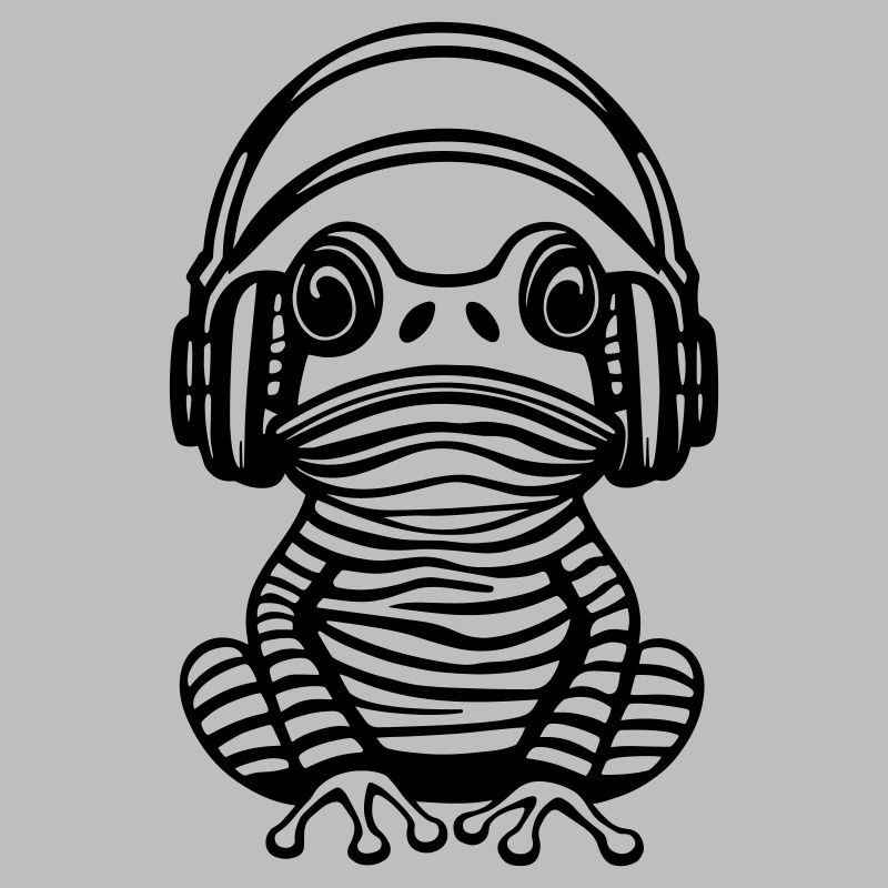 Frosch mit Kopfhörern