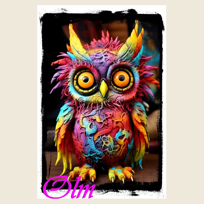 Bunte Fantasiewelt Eulenfigur Puppe Textil Märchen