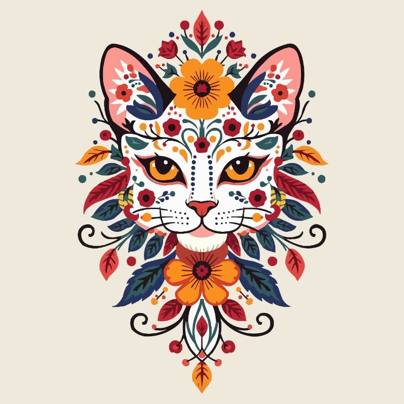 Style floral du chat fleuri