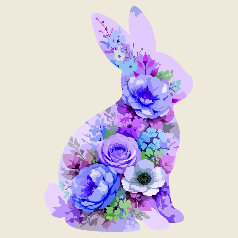 Fleurs pastel de lapins