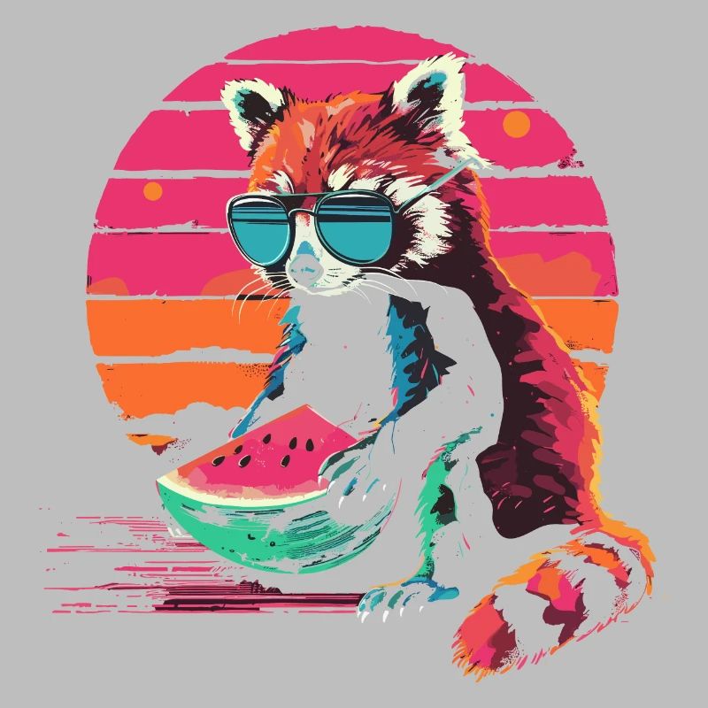 Panda roux Chat Ours Panda roux Pastèque Cool
