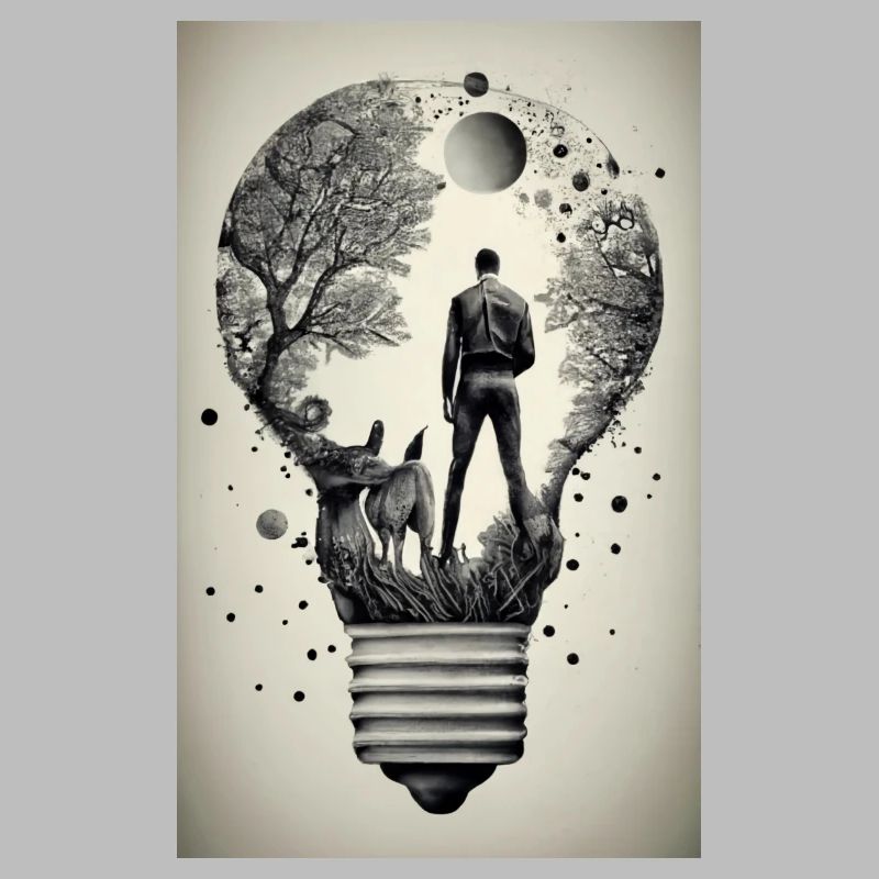 man inside a light bulb