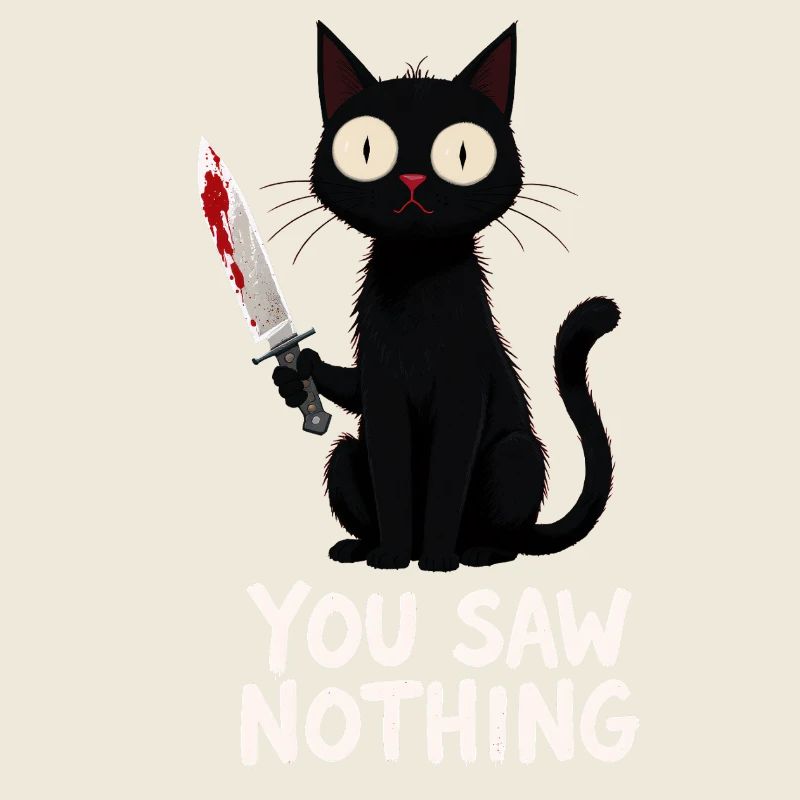 Schwarze Katze mit Messer – You Saw Nothing