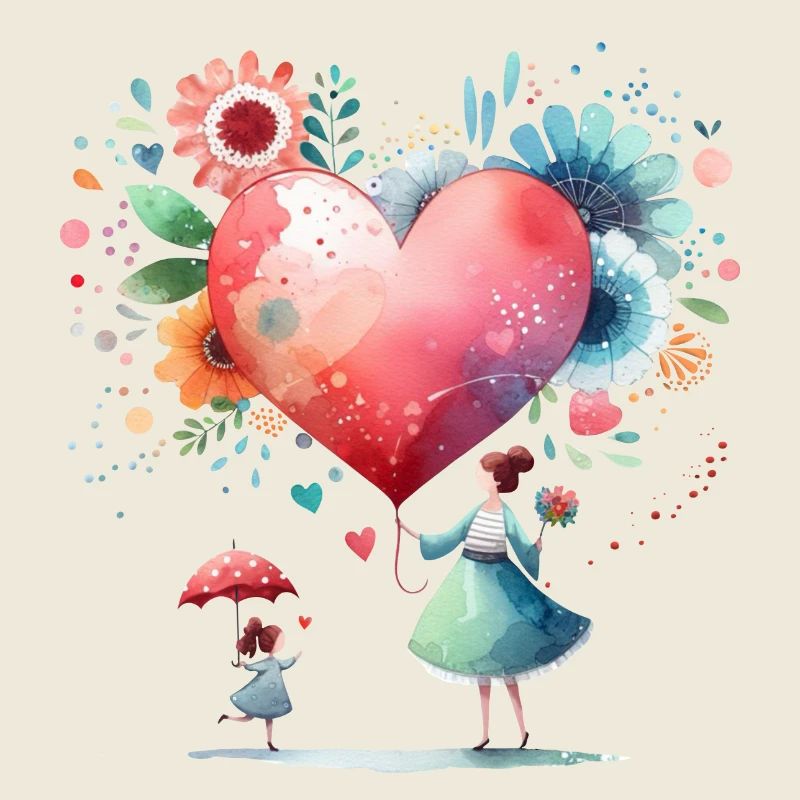 Muttertag - Mama und Tochter mit Herz