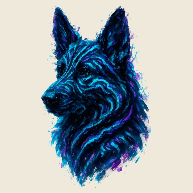 Neon German Shepherd: Abyssal Canine Art