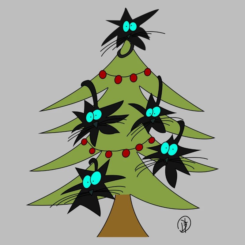 Weihnachtsbaum mit Katzen