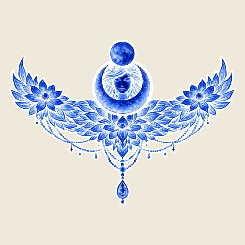 Lune ailée bleue