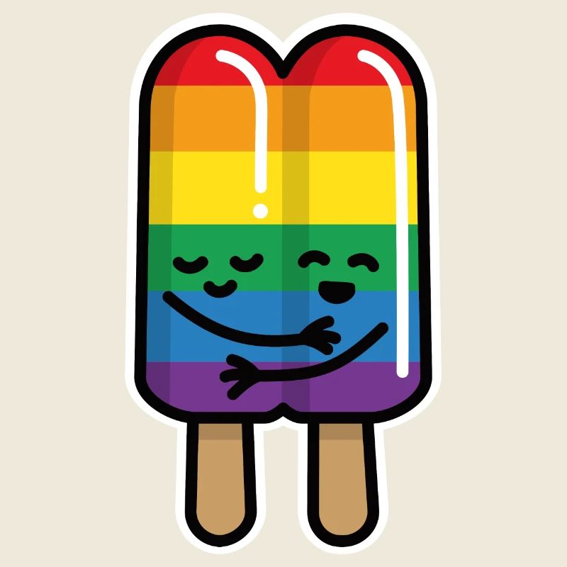 Schwules Paar Eis am Stiel Regenbogenflagge LGBT