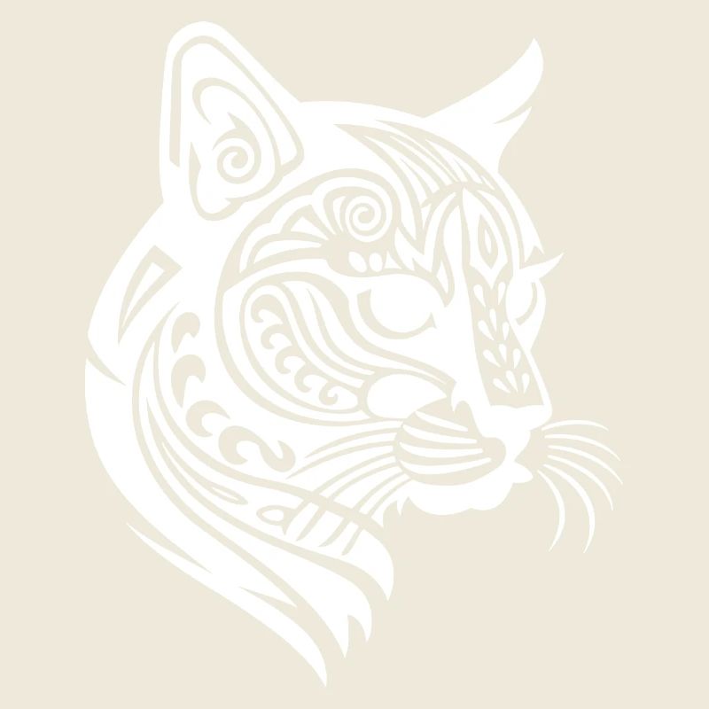 Conception unique de chat de tatouage maori en blanc