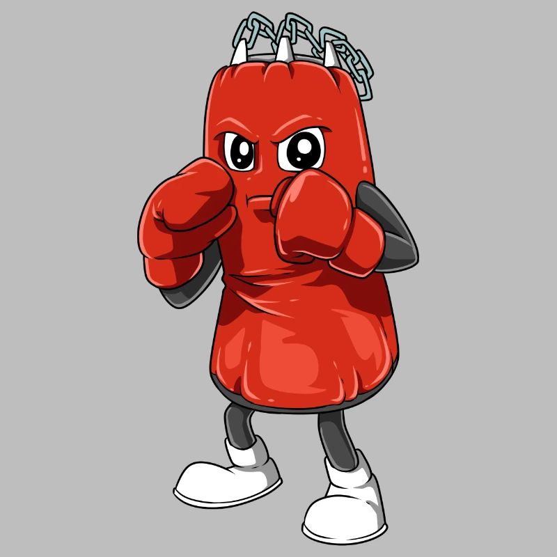 Lustiger Boxsack mit Boxhandschuhen